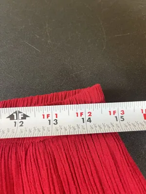Boho Red Crinkle Tiered Maxi Skirt Pull On Cottagecore Prairie Festival M thumbnail 9