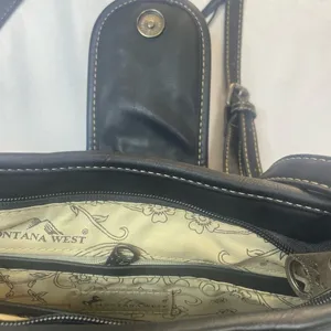 Montana West Black Crocodile Embossed Studded Crossbody‎ Shoulder Bag thumbnail 3