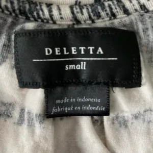 Anthropologie‎ Deletta Dress Small Black White Striped abstract Jersey Stretch S thumbnail 7
