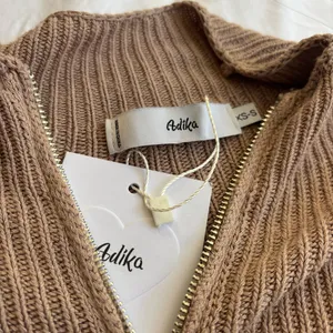 Adika Beige Double Zipper Ribbed Long Sleeve Jacket thumbnail 3