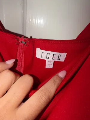 TCEC red dress with ruffle sleeves thumbnail 3