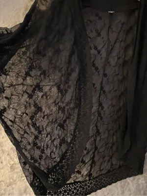 Xhilaration Women’s Black Lace Sheer Cardigan Kimono Size M thumbnail 4