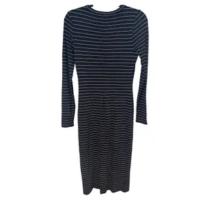 Marine Layer Lexi Ribbed Midi Dress Black White Striped Long Sleeve Size M thumbnail 4