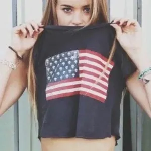 Brandy Melville Alien American Flag Crop Top thumbnail 1