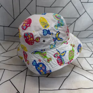 Fresh Produce Bucket Hat One Size‎ White Tropical Fish Print Cotton Sun Hat thumbnail 4