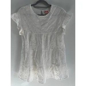 Showpo Mini Dress Womens US 8 White Eyelet‎ Tiered Ruffle Sleeve Bridal Preppy thumbnail 2