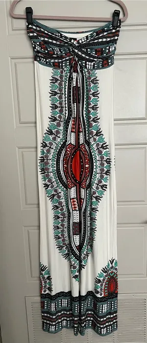 Angie strapless maxi dress S casual summer vacation thumbnail 1