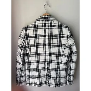 Evereve Kennedy Plaid Tweed Blazer Black Ivory Medium thumbnail 4