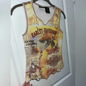 Harley Davidson Motorcycles VTG Streetwear Tank Ribbed Biker Babe Y2K Grunge Med thumbnail 14