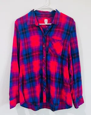 GAP Plaid Flannel Shirt M Red Blue 90s Grunge Soft Grunge Oversized thumbnail 1