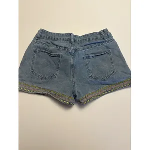 SHEIN Embroidered Denim Shorts Womens Boho Festival Y2K Blue Size S/M thumbnail 4