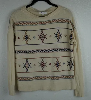 Madewell XS‎ Sweater Ivory Aztec Geometric Knit Pullover Size XS Southwestern thumbnail 1