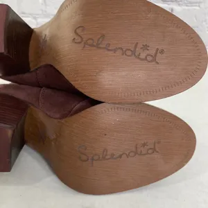 Splendid‎ Suede Ankle Boots Leather Block Heel Western Booties Burgundy Size 5.5 thumbnail 12