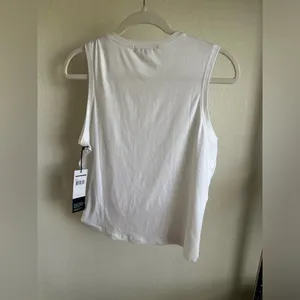 ZOBHA White Sleeveless Women's Top with tie in front. thumbnail 2
