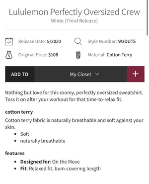 Lululemon Perfectly Oversized Crew White 6 thumbnail 9