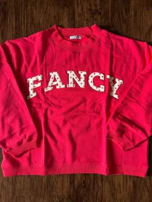 Fancy Oversized Fleece Heart Letters Mockneck - Ruby Red thumbnail 5