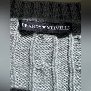 Brandy Melville Gray Chunky‎ Cable Knit Cardigan Button Y2K Bella Swan Sweater thumbnail 5