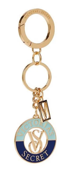 Victoria’s Secret VS Monagram Nautical Keychain Charm Gold Blue Aqua thumbnail 1