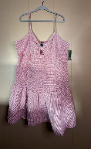 Wild Fable Women's Red Gingham Smocked Bow Front Cami Mini Dress thumbnail 1