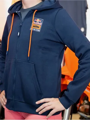Red Bull Racing Team Navy Zip Hoodie with Orange Drawcords thumbnail 1
