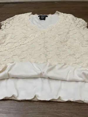 Rampage Lace Babydoll Blouse Top Size XL Cream Ivory Y2K Fairy Coquette Girly thumbnail 8