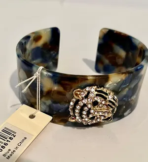 Amrita Singh Austrian Crystal & Goldtone Tiger Cuff thumbnail 3