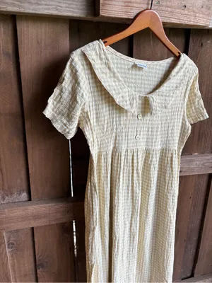 VTG Styleworks Gingham Picnic Collar Cottagecore Modest Maxi Dress thumbnail 2