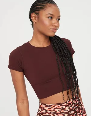 Aerie Offline Seamless Cropped T-Shirt Size Large thumbnail 1