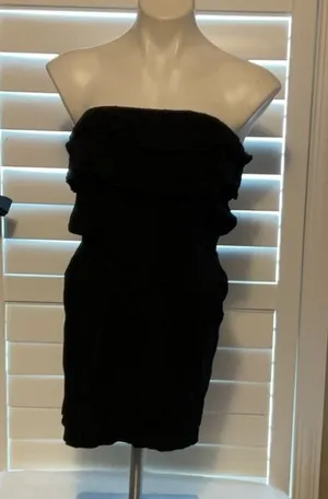 Papaya Black Ruched Strapless Bodycon Dress thumbnail 1