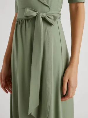 Quince Tencel Jersey Midi Wrap Dress‎ in Sage Size Medium thumbnail 4