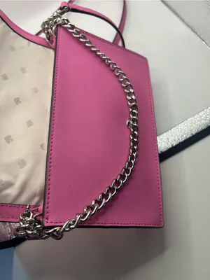 Kate Spade Cameron Small flap crossbody bag with chain strap bright peony pink thumbnail 5