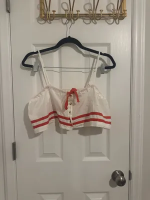 Free People 2pc Fischer White/Red Striped Crop Top & Skirt Set Womens XS thumbnail 6