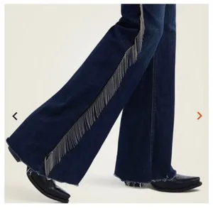 ARIAT R.E.A.L. Denim Dark Wash Silver Fringe Accent Side High Rise Flare Jeans thumbnail 3