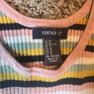 Forever 21 Striped Ribbed Tank Top Pink Yellow‎ Green Blue White Black Size M thumbnail 2