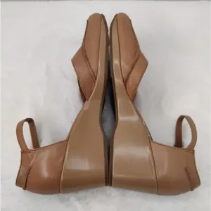 \Vintage tan Leather wedge mary Janes SZ 7.5 thumbnail 5