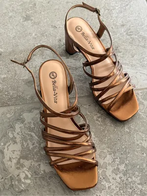 Bella Vita Damsel Square Toe Heeled Sandals in Metallic Bronze, Size 10 W, NWT thumbnail 6