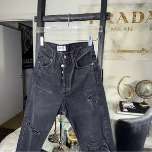 Agolde 90s Crop High Rise Distressed Black Jeans Womens Size 25 EUC thumbnail 2