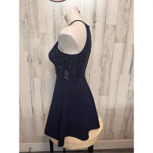 Speechless Navy Halter Lace Skater Dress Size 3 thumbnail 5