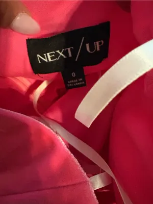 Strapless Hot Pink Velvet Evening Gown with Side Slit thumbnail 2