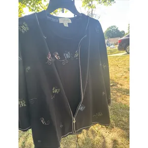 VNTG CJ Banks Women's Embroidered Tank And Cardigans‎ Set. Size 1X In Black thumbnail 9