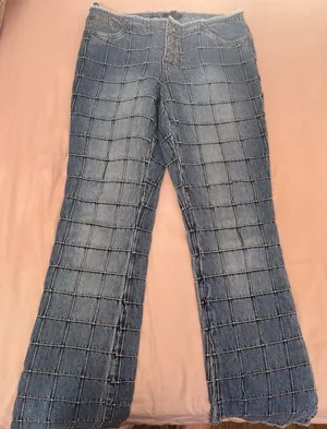 Ralph Lauren Blue Patchwork Grid-Textured Jeans thumbnail 1