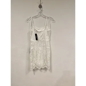 Lulus Dress Womens Medium White Lace Floral Mini Sheath YD3111A Bridal Party NWT thumbnail 6