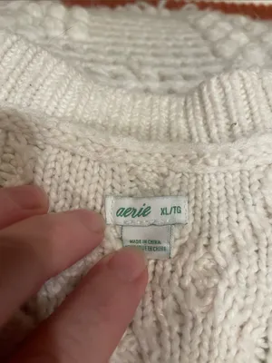 Cream Cable Knit V-Neck Sweater Vest aerie xl thumbnail 4
