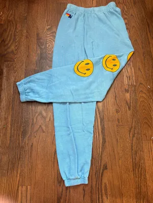 Aviator Nation Sweatpants Smiley Face Blue thumbnail 1