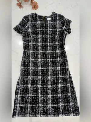 Calvin Klein Black & White Plaid Short Sleeve Mini Dress thumbnail 9