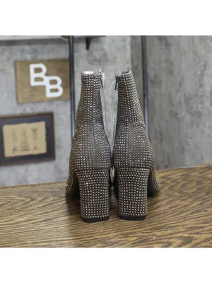 NWT A New Day Heeled Rhinestone Boots with Memory Foam Silver Gray 6.5M thumbnail 5