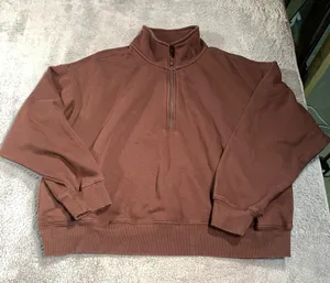 Fabletics Brown Half-Zip Sweatshirt XXL/1X thumbnail 1