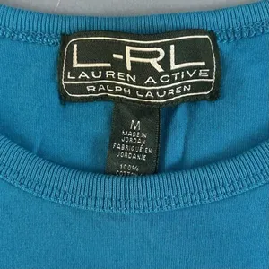 Lauren Ralph Lauren LRL Active‎ Embroidered Logo Blue Long Sleeve Cotton Shirt thumbnail 5