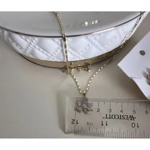 Set Chain Earring Womens Flower Necklace 14K Gold Plated‎ XP Oro Laminado thumbnail 4