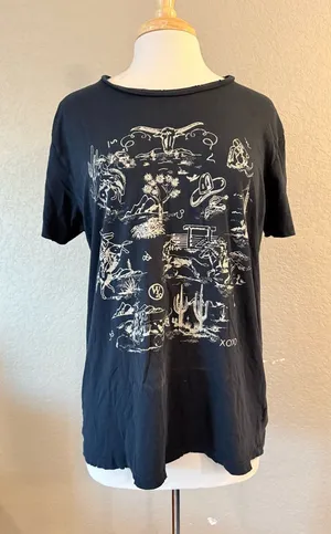 Western Cowboy Graphic Tee Medium Black Distressed Rodeo thumbnail 1
